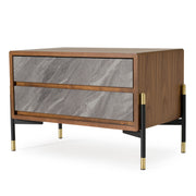 Metcalf - Mid-Century Walnut & Grey Nightstand — view 2