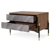 Metcalf - Mid-Century Walnut & Grey Nightstand — view 3