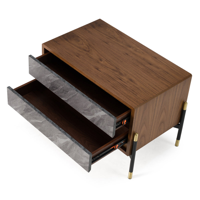 Metcalf - Mid-Century Walnut & Grey Nightstand — view 4