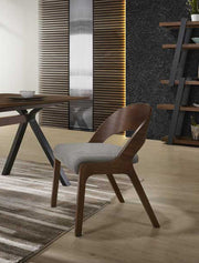 Runyon Modern Walnut & Grey Fabric Dining Chair (Set of 2) — view 2