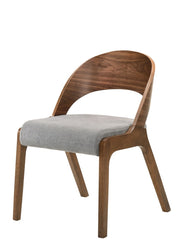 Runyon Modern Walnut & Grey Fabric Dining Chair (Set of 2) — view 3