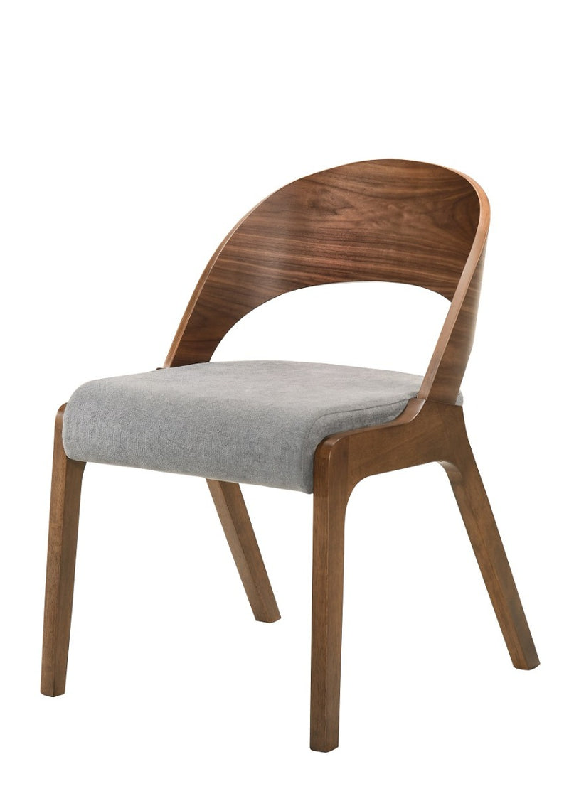 Runyon Modern Walnut & Grey Fabric Dining Chair (Set of 2) — view 3