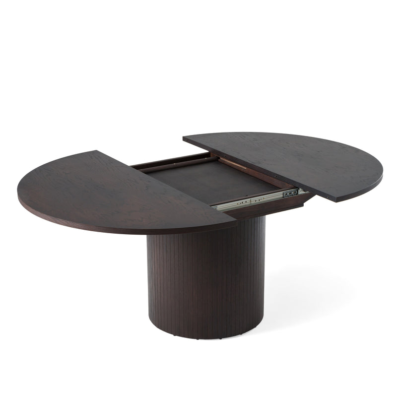 Miami - Modern Brown Round Dining Table with Extension — view 3