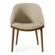 Michael - Mid-Century Modern Beige Vegan Leather + Walnut Dining Chair — view 3