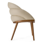 Michael - Mid-Century Modern Beige Vegan Leather + Walnut Dining Chair — view 5