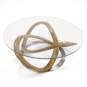 Michele - Modern Glass + Walnut Coffee Table — view 5
