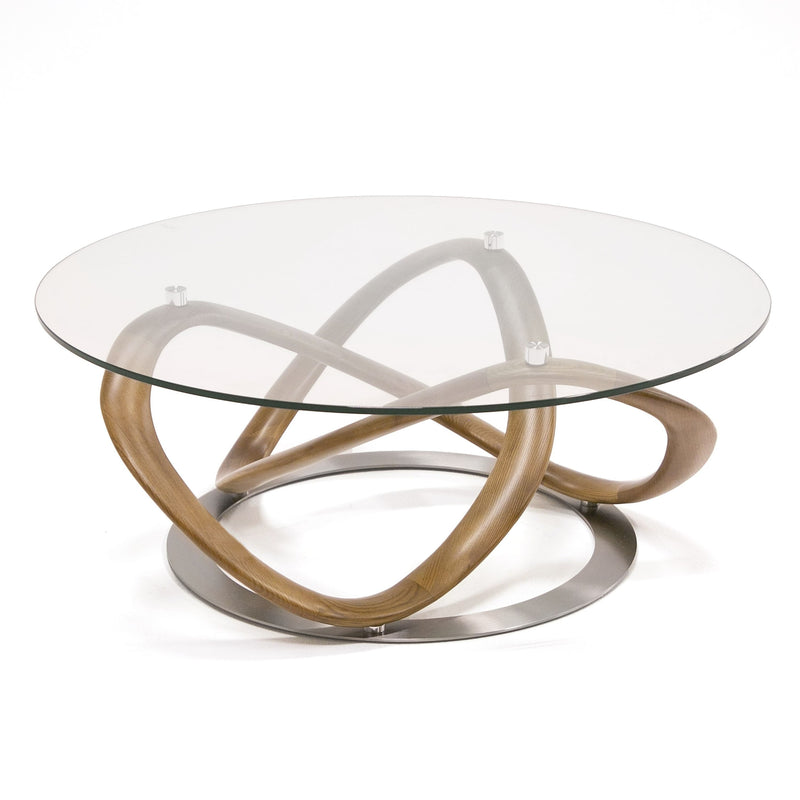 Michele - Modern Glass + Walnut Coffee Table — view 4