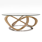 Michele - Modern Glass + Walnut Coffee Table — view 3