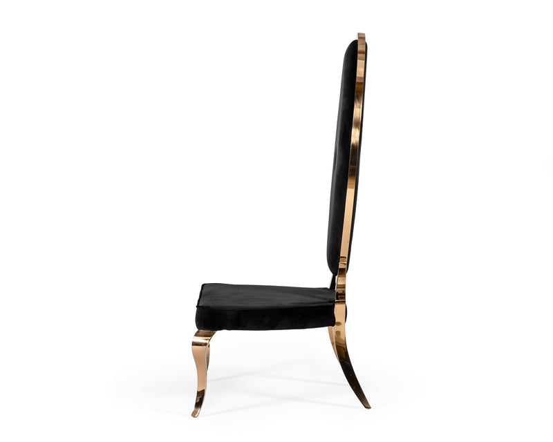 Mills - Modern Black Velvet Rosegold Dining Chair Set of 2 — view 3