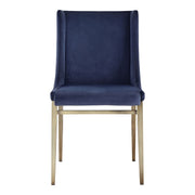 Mimi - Contemporary Blue Velvet & Antique Brass Dining Chair (Set of 2) — view 5