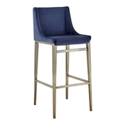 Mimi - Contemporary Blue Velvet + Brass Counter Stool (Set of 2) — view 5