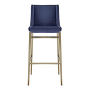 Mimi - Contemporary Blue Velvet + Brass Counter Stool (Set of 2) — view 4