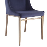 Mimi - Contemporary Blue Velvet & Antique Brass Dining Chair (Set of 2) — view 2