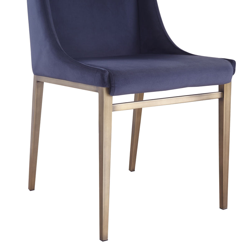 Mimi - Contemporary Blue Velvet & Antique Brass Dining Chair (Set of 2) — view 2