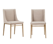 Mimi - Contemporary Beige + Brass Dining Chair (Set of 2) — view 3