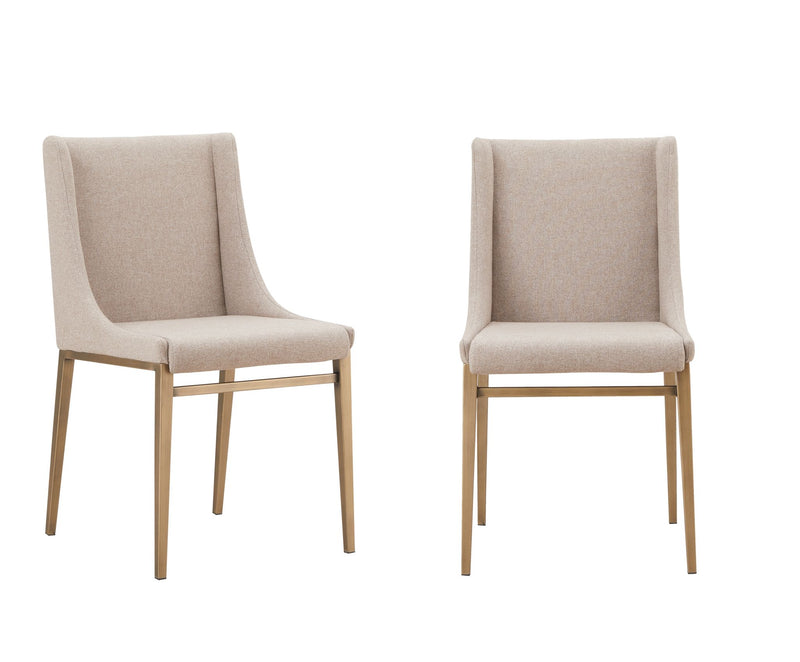 Mimi - Contemporary Beige + Brass Dining Chair (Set of 2) — view 3