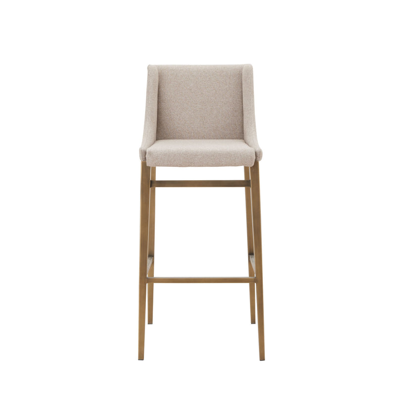 Mimi - Contemporary Beige + Brass Bar Stool (Set of 2)