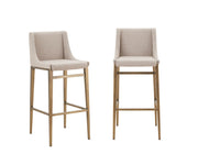 Mimi - Contemporary Beige + Brass Bar Stool (Set of 2) — view 4