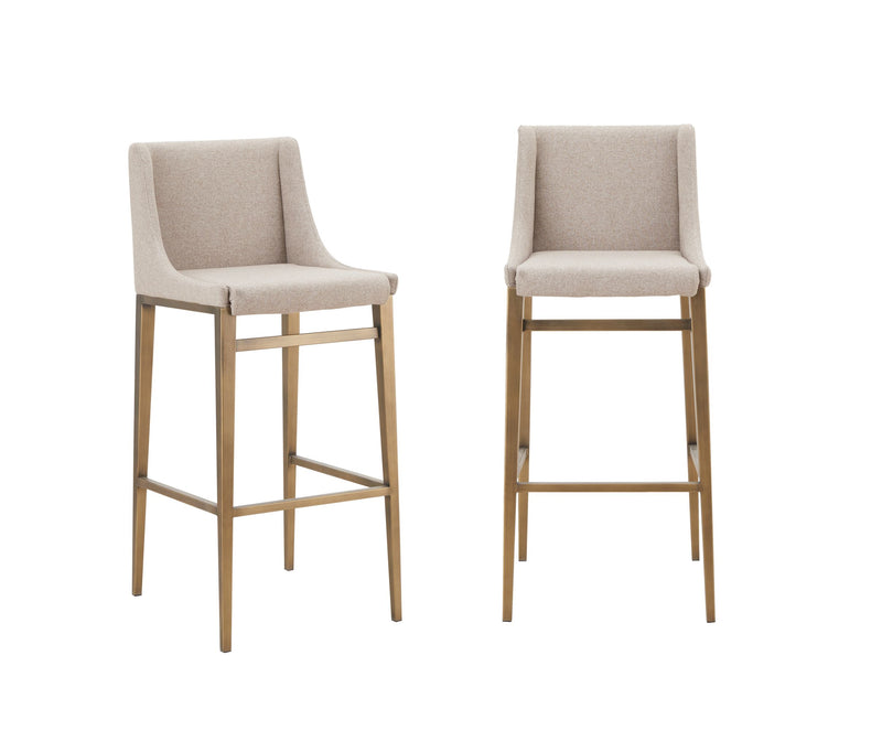 Mimi - Contemporary Beige + Brass Bar Stool (Set of 2) — view 4