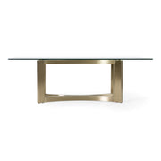Mingus - Modern Glass + Brushed Brass Rectangualr Dining Table — view 3