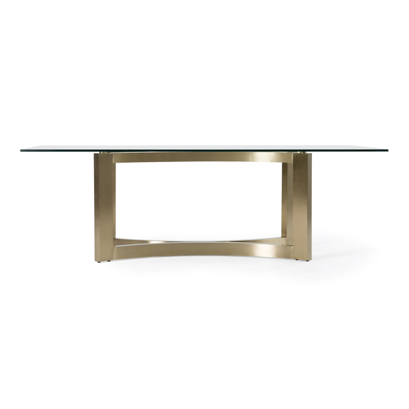 Mingus - Modern Glass + Brushed Brass Rectangualr Dining Table — view 3