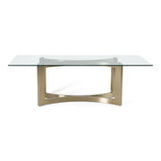 Mingus - Modern Glass + Brushed Brass Rectangualr Dining Table — view 4