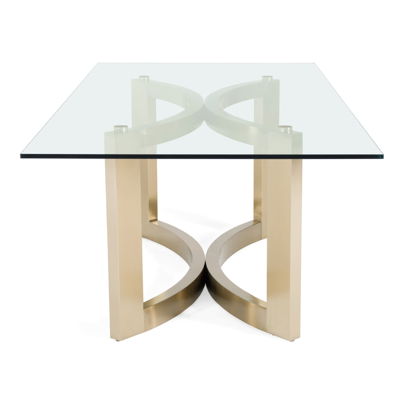 Mingus - Modern Glass + Brushed Brass Rectangualr Dining Table — view 5