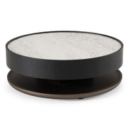 Miranda - Modern Ceramic + Black Oak Round Coffee Table