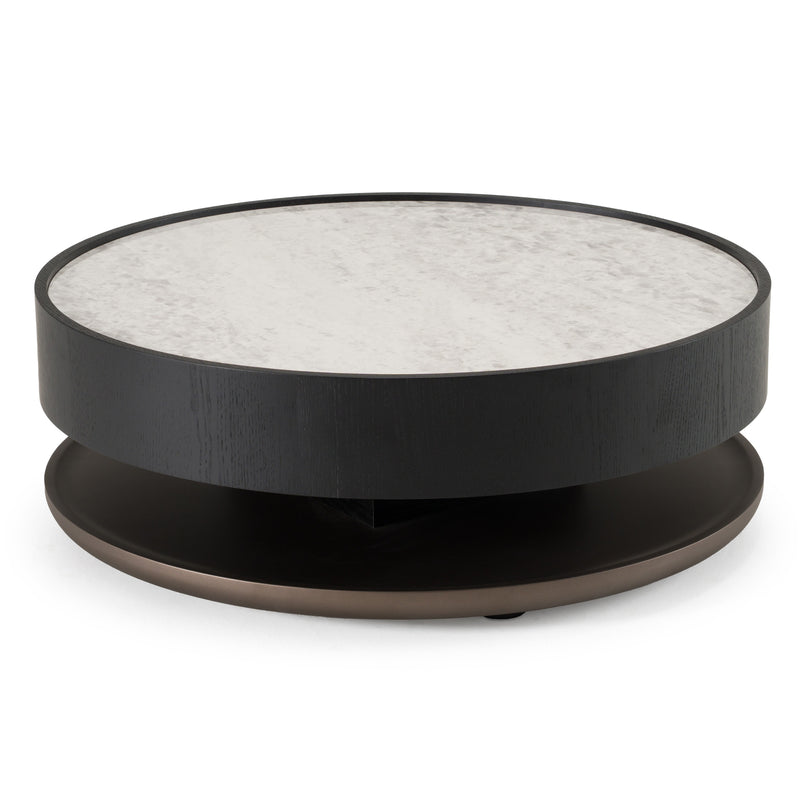 Miranda - Modern Ceramic + Black Oak Round Coffee Table