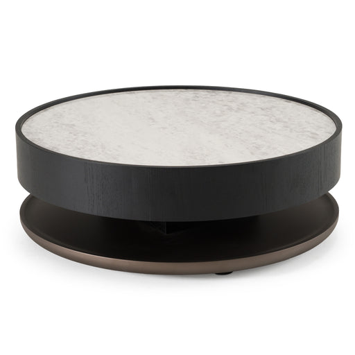 Miranda - Modern Ceramic + Black Oak Round Coffee Table