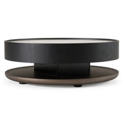 Miranda - Modern Ceramic + Black Oak Round Coffee Table — view 2