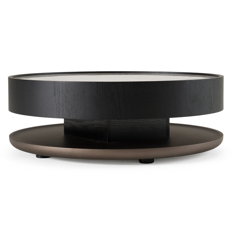 Miranda - Modern Ceramic + Black Oak Round Coffee Table — view 2