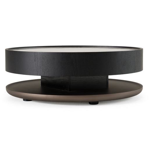 Miranda - Modern Ceramic + Black Oak Round Coffee Table — view 2