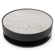 Miranda - Modern Ceramic + Black Oak Round Coffee Table — view 3