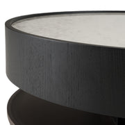Miranda - Modern Ceramic + Black Oak Round Coffee Table — view 4