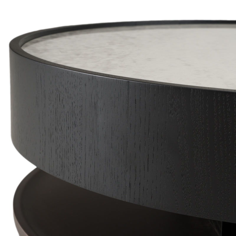 Miranda - Modern Ceramic + Black Oak Round Coffee Table — view 4