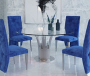 Paxton - Modern Round Glass & Stainless Steel Dining Table — view 3