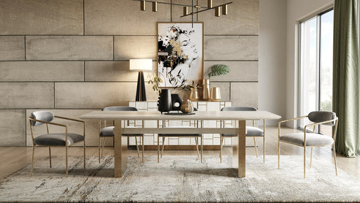 Angus - Modern Cream Ash + Gold Dining Table