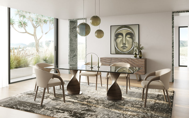 Cleveland - Contemporary Glass and Grey Ash Dining Table