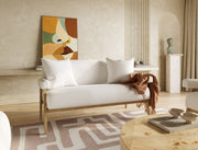 Cynthia - Modern White Fabric + Wood Loveseat — view 4