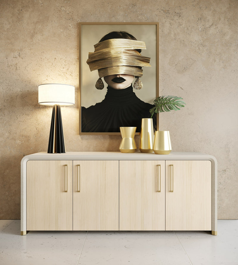 Florence - Modern Beige Leatherette + Gold Buffet — view 5
