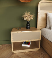 Gavin - Modern Natural Ash + Rattan Nightstand — view 4