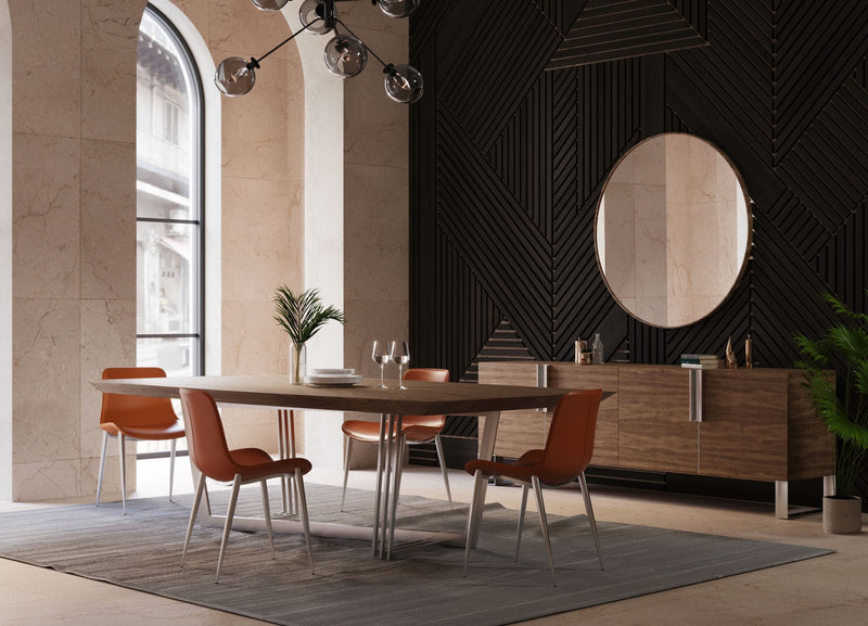 Gilroy - Modern Walnut & Stainless Steel Dining Table — view 4