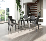Keaton - Square Modern Glass + Stainless Steel Dining Table — view 4