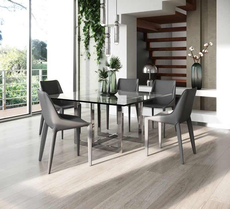 Keaton - Square Modern Glass + Stainless Steel Dining Table — view 4