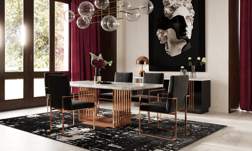 Kingsley Modern Marble & Rosegold Dining Table — view 2