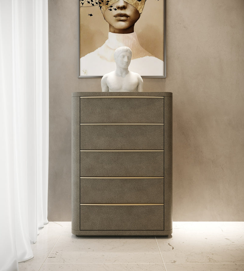 Lois - Modern Beige Shagreen + Brass Chest — view 2