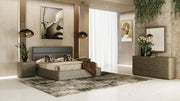 Lois - Modern Beige Shagreen + Brass Nightstand — view 3
