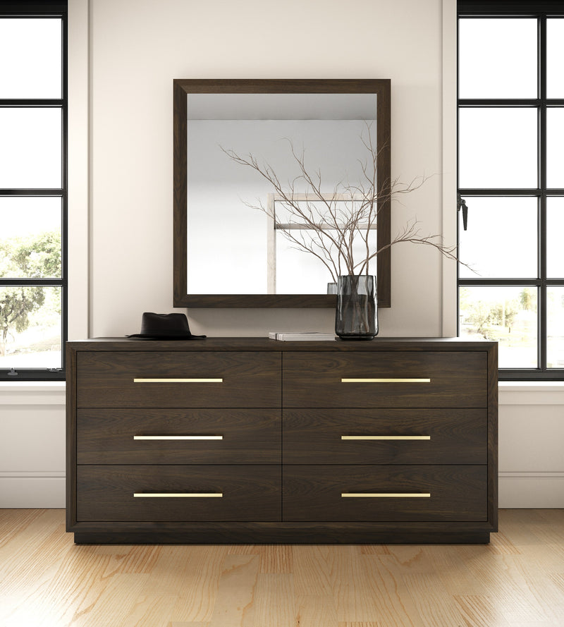 Manhattan - Contemporary Brown Oak Mirror