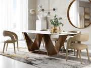 Melanie - Modern White Ceramic & Brushed Brown Dining Table — view 2
